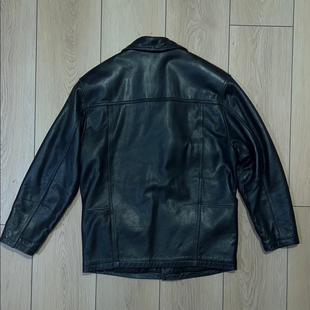 Vintage Men's Danier Black Military Field Jacket with Glossy Finish - Picture 4 of 16